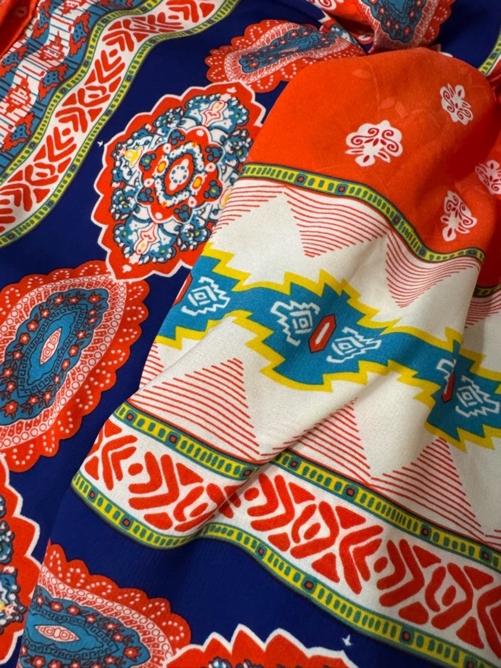 Gibson & Latimer NWT Placement Print Boho Tunic Blouse Size. XL orange Blue - Picture 13 of 13